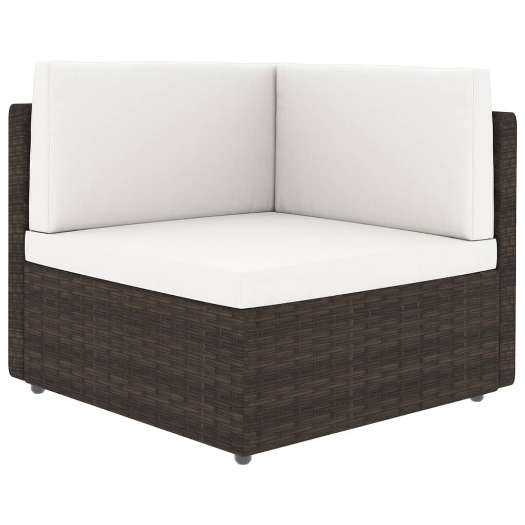 14-tlg. Garten-Lounge-Set mit Kissen Braun Poly Rattan