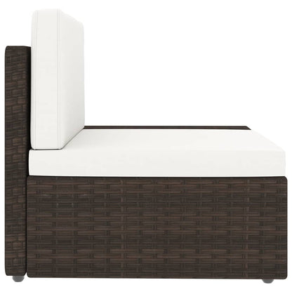 14-tlg. Garten-Lounge-Set mit Kissen Braun Poly Rattan