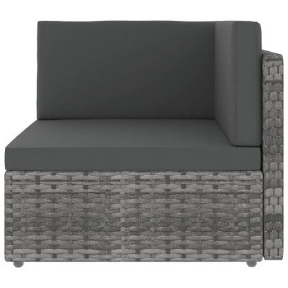 8-tlg. Garten-Lounge-Set mit Kissen Grau Poly Rattan