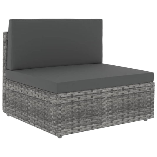 10-tlg. Garten-Lounge-Set mit Kissen Grau Poly Rattan