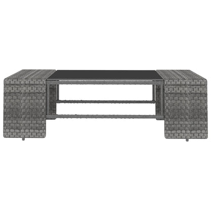 10-tlg. Garten-Lounge-Set mit Kissen Grau Poly Rattan