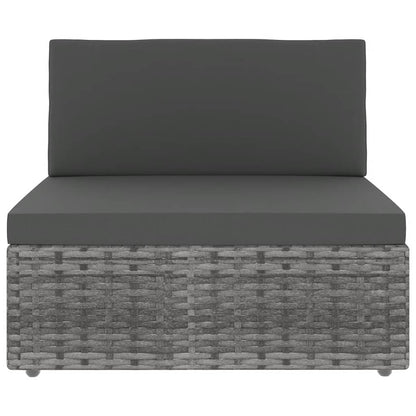 7-tlg. Garten-Lounge-Set mit Kissen Grau Poly Rattan