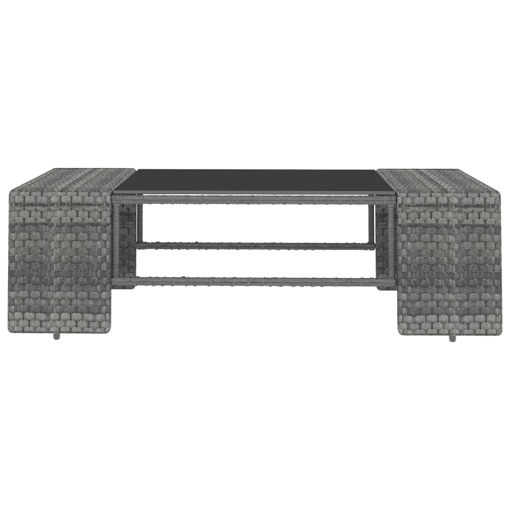 11-tlg. Garten-Lounge-Set mit Kissen Grau Poly Rattan
