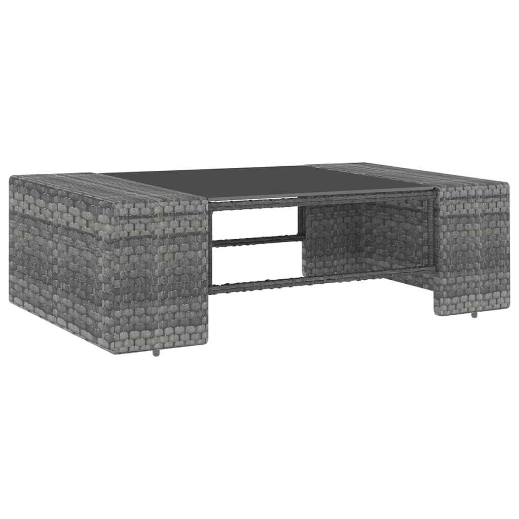 11-tlg. Garten-Lounge-Set mit Kissen Grau Poly Rattan