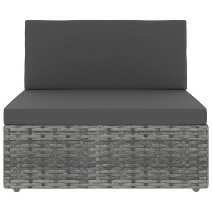 10-tlg. Garten-Lounge-Set mit Kissen Grau Poly Rattan