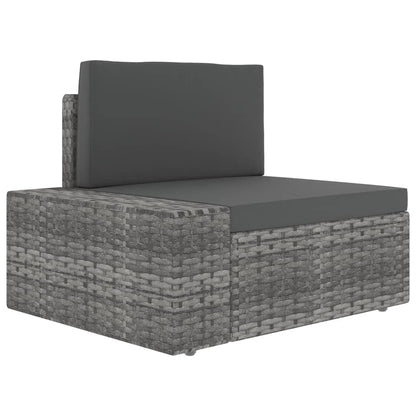 10-tlg. Garten-Lounge-Set mit Kissen Grau Poly Rattan