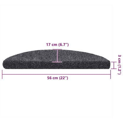 Stufenmatten Selbstklebend 5 Stk. 56x17x3 cm Dunkelgrau Halbrund
