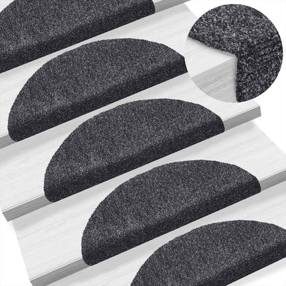 Stufenmatten Selbstklebend 10 Stk. 56x17x3 cm Dunkelgrau Halbrund