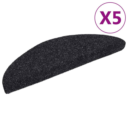 Stufenmatten Selbstklebend 5 Stk. 56x17x3 cm Schwarz Halbrund
