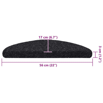Stufenmatten Selbstklebend 5 Stk. 56x17x3 cm Schwarz Halbrund