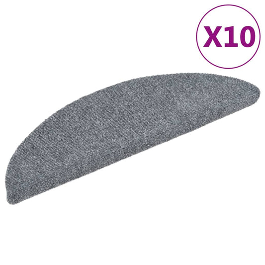 Selbstklebende Treppenmatten 10 Stk. Hellgrau 56x17x3 cm