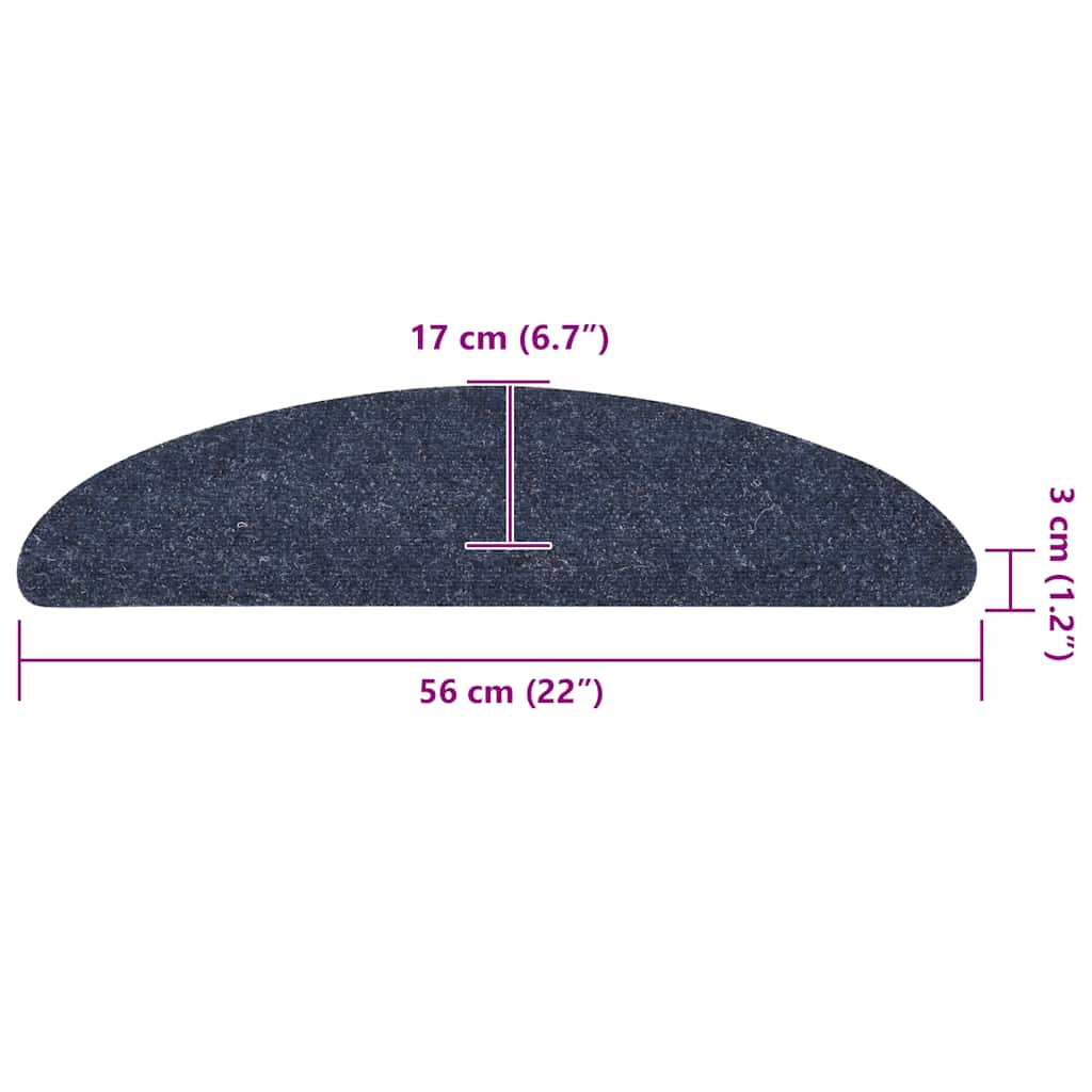 Stufenmatten Selbstklebend 5 Stk. 56x17x3 cm Blau Halbrund