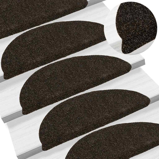 Stufenmatten Selbstklebend 5 Stk. 56x17x3 cm Dunkelbraun Halbrund