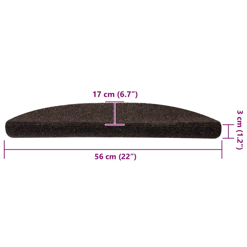 Stufenmatten Selbstklebend 5 Stk. 56x17x3 cm Braun Halbrund