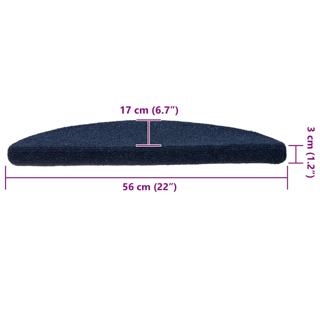 Stufenmatten Selbstklebend 5 Stk. 56x17x3 cm Marineblau Halbrund