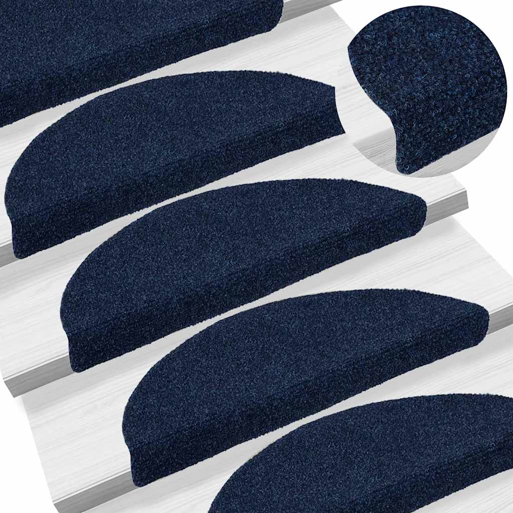 Stufenmatten Selbstklebend 10 Stk. 56x17x3 cm Marineblau Halbrund