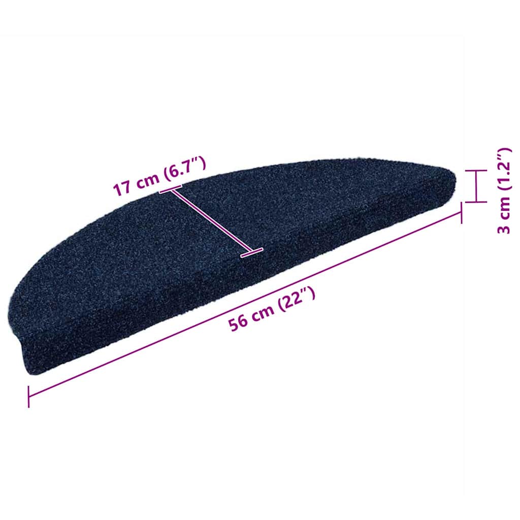 Stufenmatten Selbstklebend 10 Stk. 56x17x3 cm Marineblau Halbrund