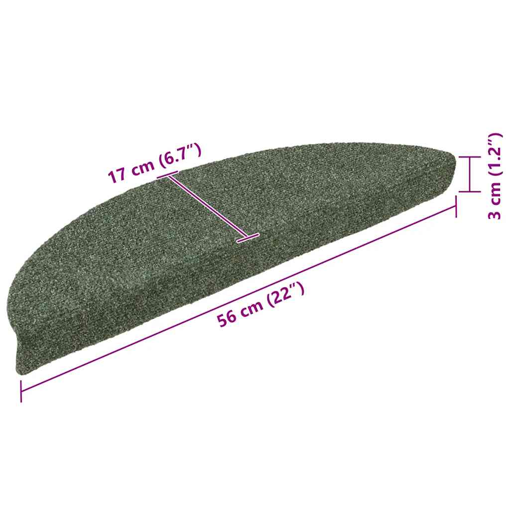 Stufenmatten Selbstklebend 5 Stk. 56x17x3 cm Grün Halbrund