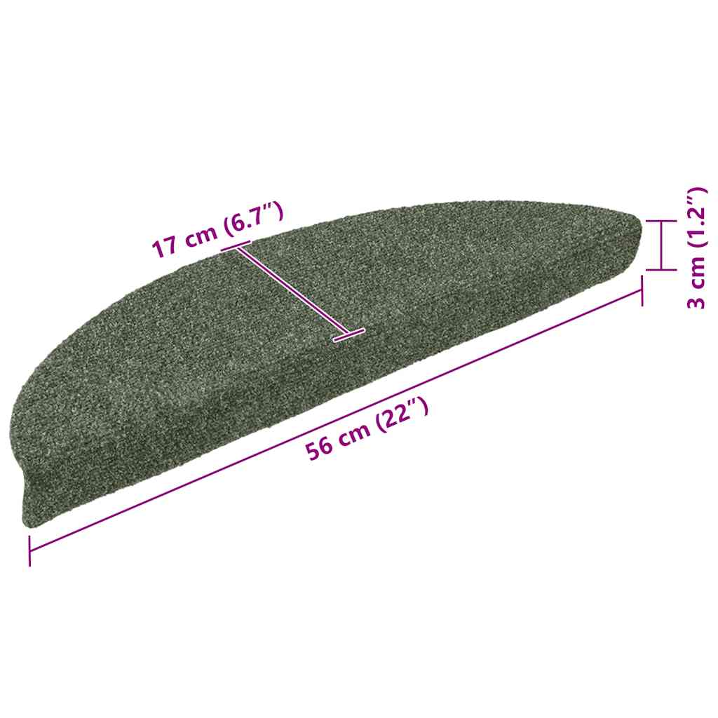 Stufenmatten Selbstklebend 10 Stk. 56x17x3 cm Grün Halbrund