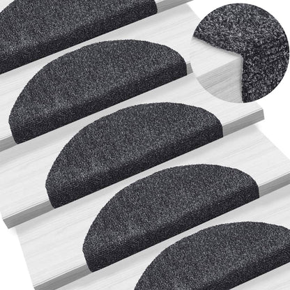 Stufenmatten Selbstklebend 5 Stk. 65x21x4 cm Dunkelgrau Halbrund Groß