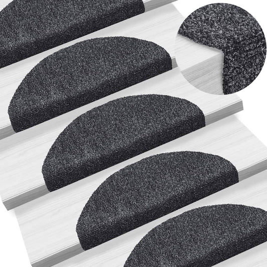 Stufenmatten Selbstklebend 5 Stk. 65x21x4 cm Dunkelgrau Halbrund Groß