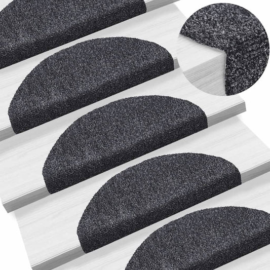 Stufenmatten Selbstklebend 10 Stk. 65x21x4 cm Dunkelgrau Halbrund Groß