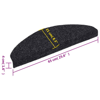 Stufenmatten Selbstklebend 5 Stk. 65x21x4 cm Schwarz Halbrund Groß