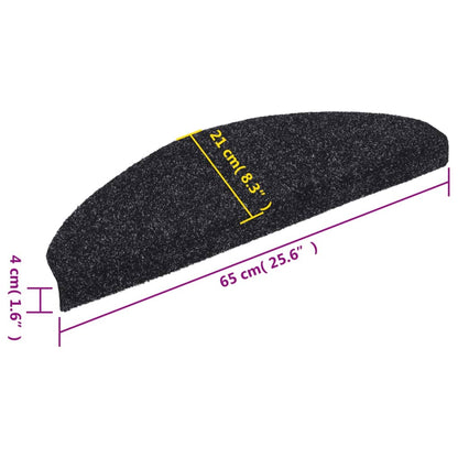 Stufenmatten Selbstklebend 10 Stk. 65x21x4 cm Schwarz Halbrund Groß