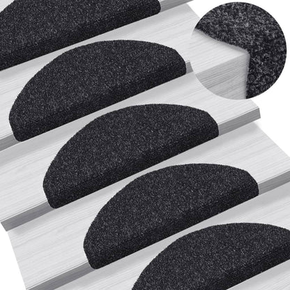 Stufenmatten Selbstklebend 10 Stk. 65x21x4 cm Schwarz Halbrund Groß