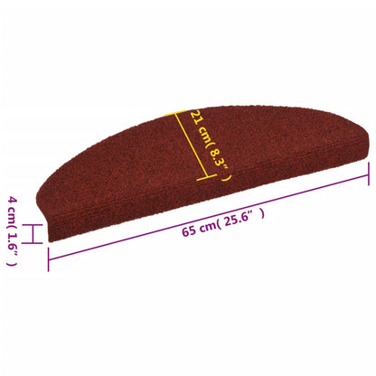 Stufenmatten Selbstklebend 10 Stk. 65x21x4 cm Bordeauxrot Halbrund Groß