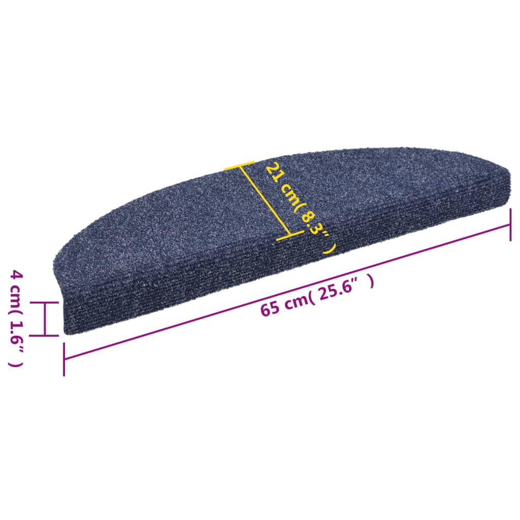 Stufenmatten Selbstklebend 5 Stk. 65x21x4 cm Blau Halbrund Groß