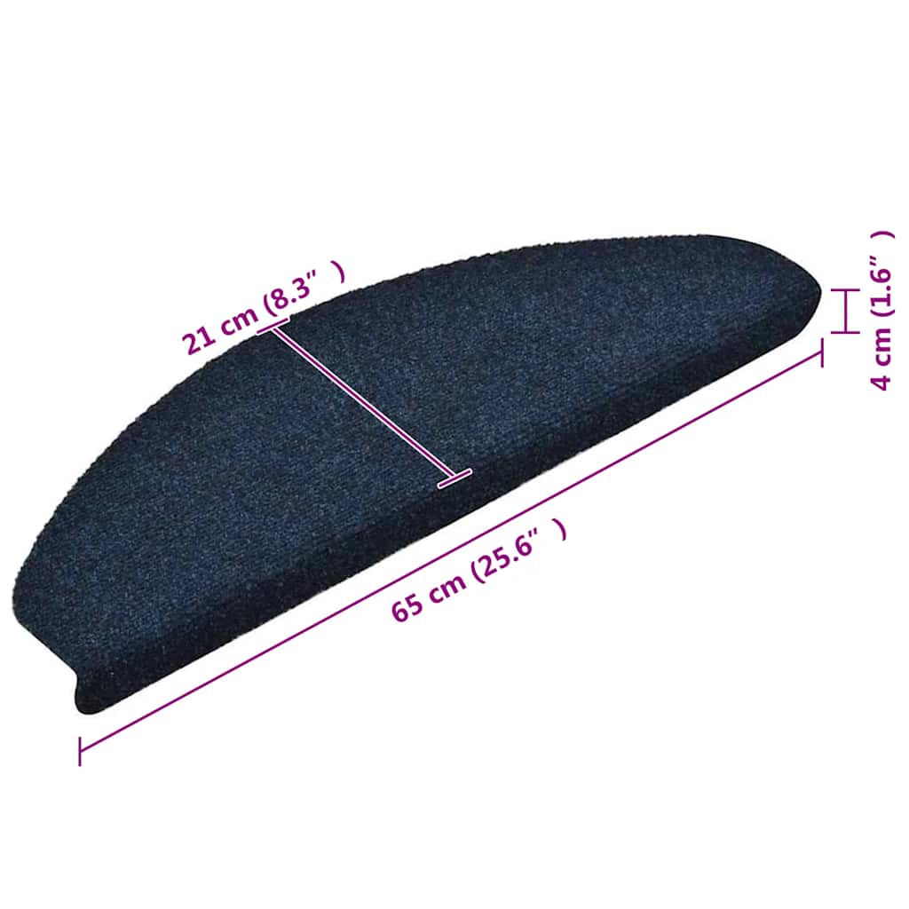 Stufenmatten Selbstklebend 5 Stk. 65x21x4 cm Marineblau Halbrund Groß