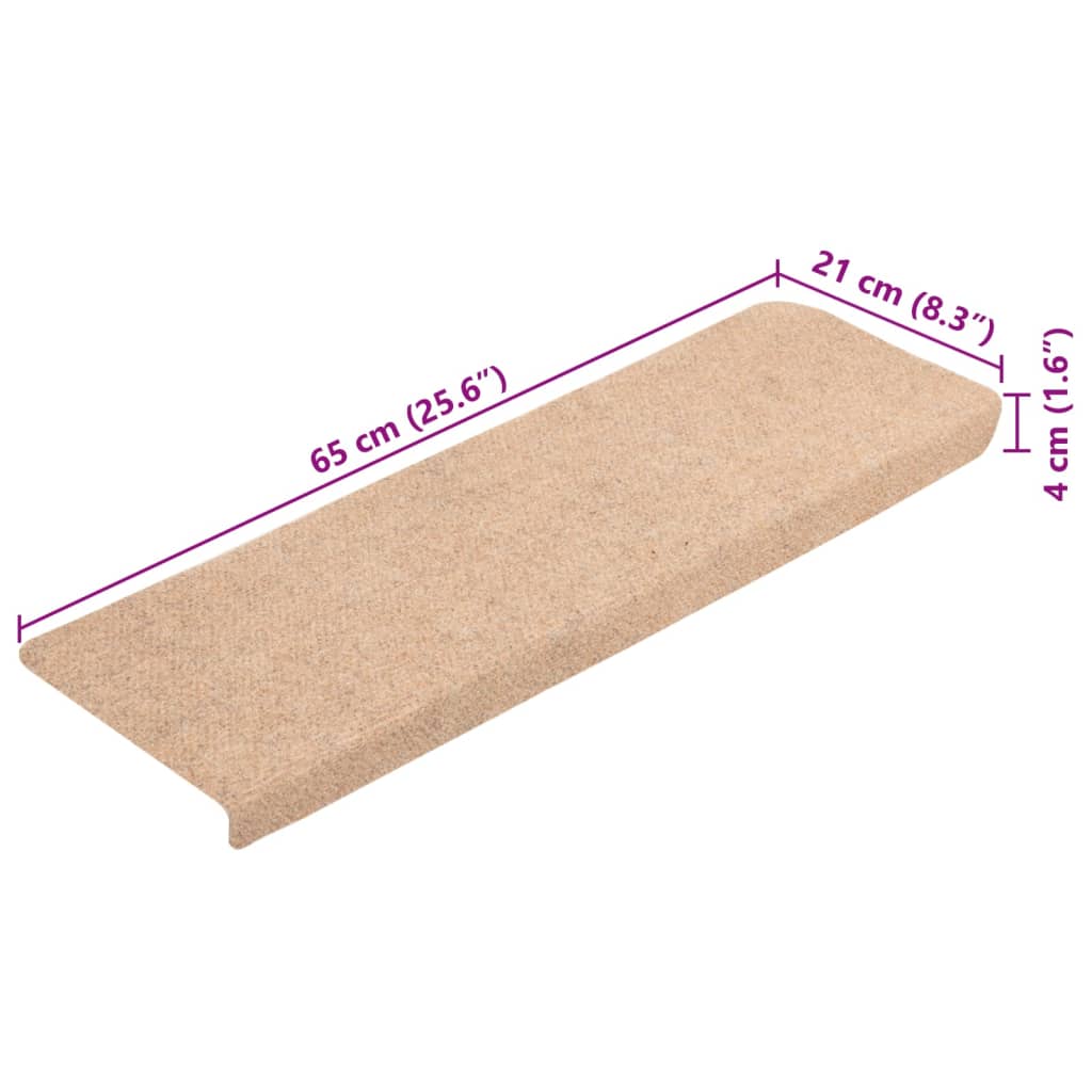Stufenmatten Selbstklebend 10 Stk. 65x21x4 cm Creme Rechteckiger Rand