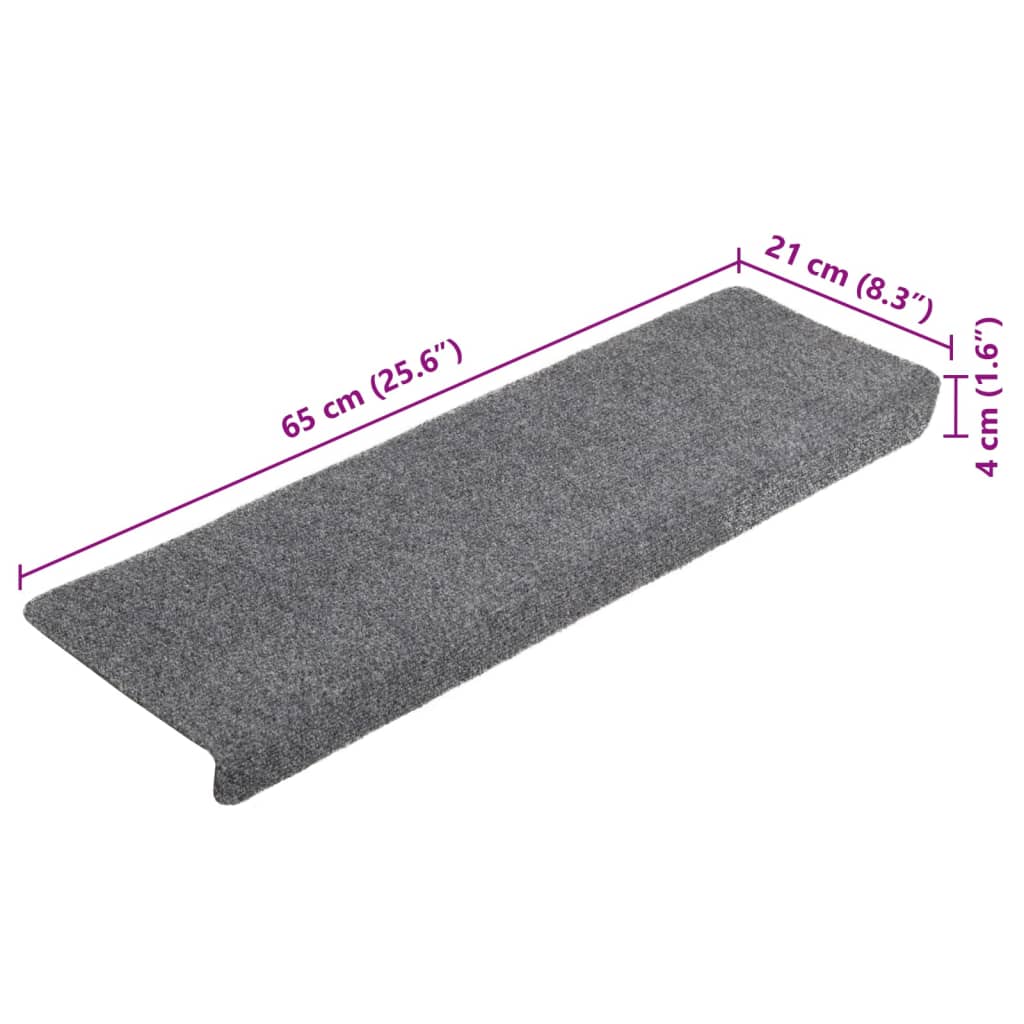 Stufenmatten Selbstklebend 5 Stk. 65x21x4 cm Hellgrau Rechteckiger Rand