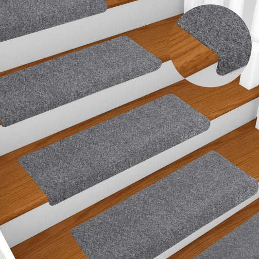 Stufenmatten Selbstklebend 5 Stk. 65x21x4 cm Hellgrau Rechteckiger Rand
