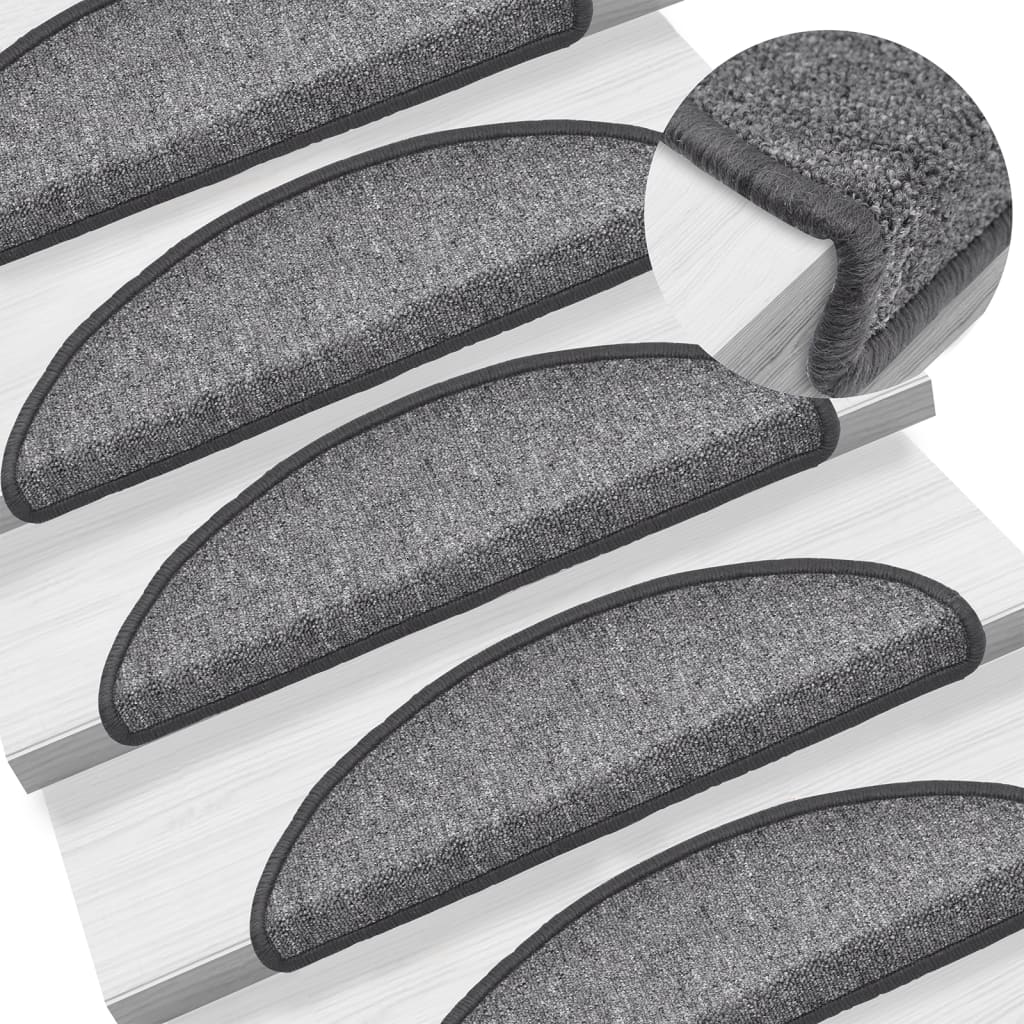 Stufenmatten 10 Stk. 56x17x3 cm Dunkelgrau Halbrund