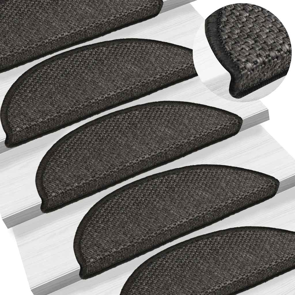 Treppenmatten Selbstklebend Sisal 15 Stk. 56x17x3 cm Anthrazit
