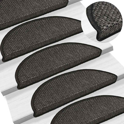 Treppenmatten Selbstklebend Sisal 15 Stk. 56x17x3 cm Anthrazit