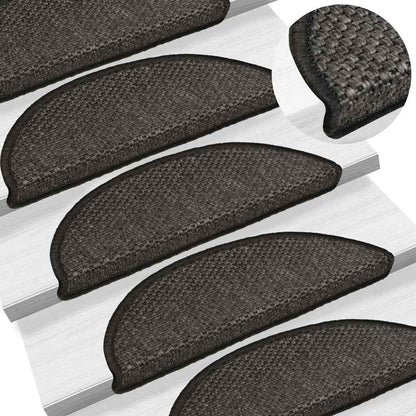Treppenmatten Selbstklebend Sisal 15 Stk. 56x17x3 cm Anthrazit