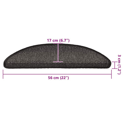 Treppenmatten Selbstklebend Sisal 15 Stk. 56x17x3 cm Anthrazit
