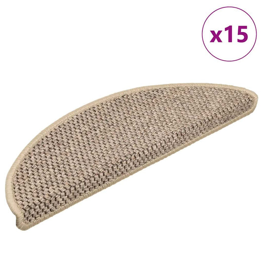 Treppenmatten Selbstklebend Sisal 15 Stk. 56x17x3cm Dunkelbeige