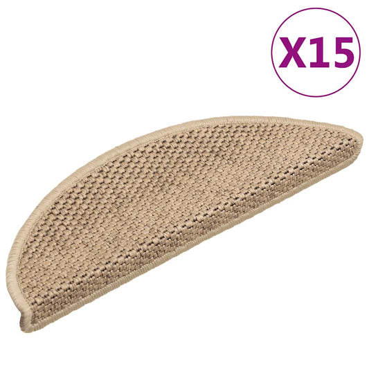 Treppenmatten Selbstklebend Sisal-Optik 15 Stk. 56x17x3 cm Sand