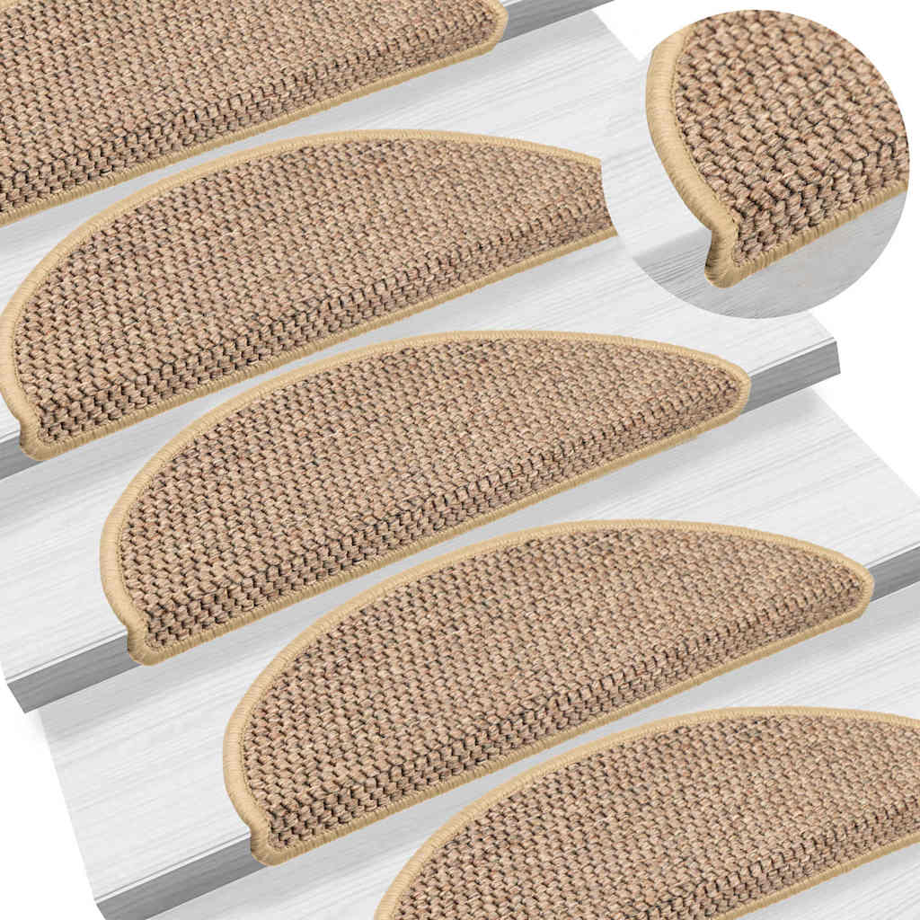 Treppenmatten Selbstklebend Sisal-Optik 15 Stk. 56x17x3 cm Sand