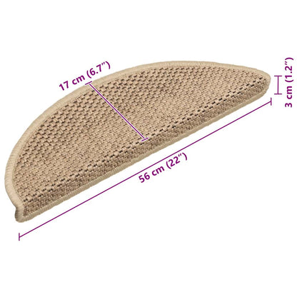 Treppenmatten Selbstklebend Sisal-Optik 15 Stk. 56x17x3 cm Sand