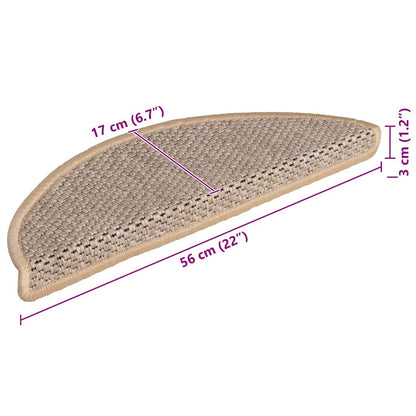 Treppenmatten Selbstklebend Sisal 15 Stk. 56x17x3 cm Hellbeige