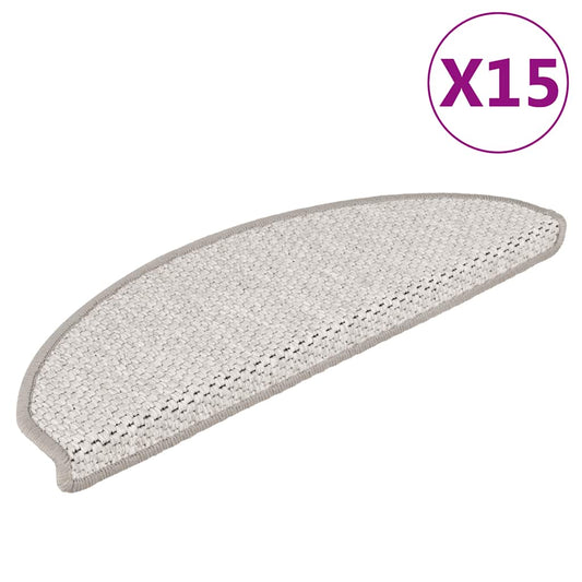 Treppenmatten Selbstklebend Sisal-Look 15 Stk. 65x21x4 Platina