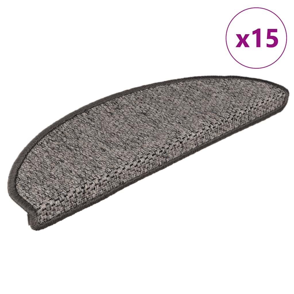 Treppenmatten Selbstklebend Sisal 15 Stk. 65x21x4 cm Anthrazit