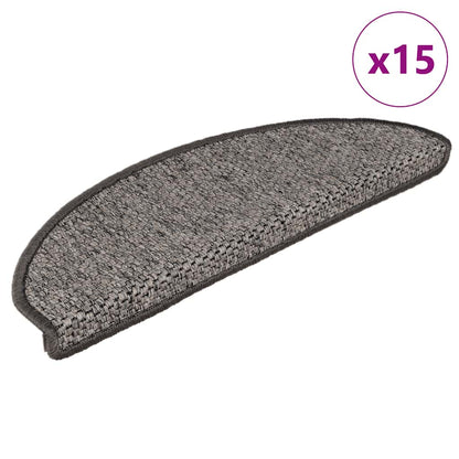 Treppenmatten Selbstklebend Sisal 15 Stk. 65x21x4 cm Anthrazit