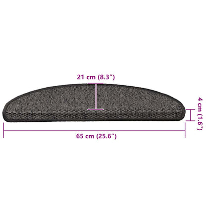 Treppenmatten Selbstklebend Sisal 15 Stk. 65x21x4 cm Anthrazit