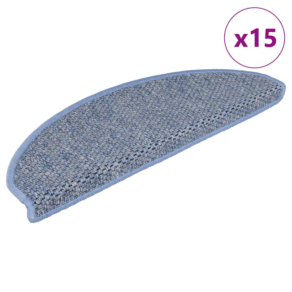 Treppenmatten Selbstklebend Sisal-Optik 15 Stk. 65x21x4 cm Blau